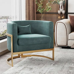 Alunaune Upholstered Velvet  Living Room Accent Chair, Modern Armchair Mid Century Lounge Chairs Single Sofa Tub