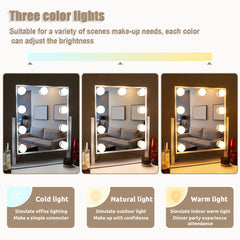 FENCHILIN Hollywood Mirror with Light Lighted Makeup Mirror Vanity Makeup Mirror Smart Touch Control 3Colors Dimable Light