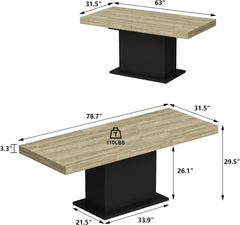 Extendable Dining Table for 8-10 People, Modern Wood Rectangular Expandable Kitchen Table Dinner Table for Dininng Room