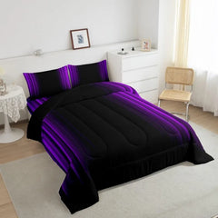 Comforter Set Kids Teens Dark Blue and Black Striped Bedding Bed Set Decor Modern Fashion Comforter Inner Fill Bedroom