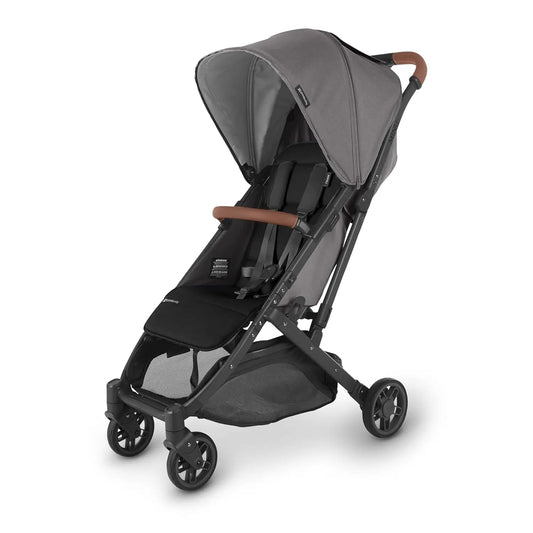 Minu V2 Travel Stroller Lightweight, Portable Design One-Hand Fold Shoulder Strap and Leather Bumper Bar Included Greyson