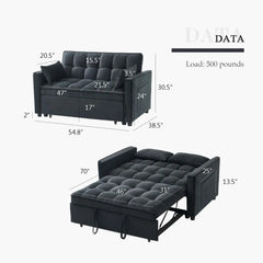 3-in-1 Convertible Sleeper Sofa Bed, Modern Pullout Couch Bed with Pull Out Bed, Adjustable Backrest, Futon Sofa for Living