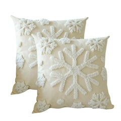 Snowflake Pillow Covers Decorative Christmas Cushion Covers 45x45cm/18x18inch Throw Pillow Covers 2x Snowflakes Square Embroider