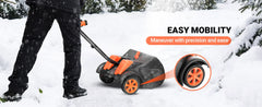 15.8” Cordless Snow Shovel, Brushless Battery Snow Blower, Battery Powered Snow Thrower with Wheels and LE