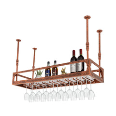 100cm Wine Bottle Holder Champagne Glass Rack Wine Organizer Vintage Ceiling Mounted Bar Floating Shelf