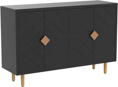 HLR 48" accent cabinet with 4 doors, embossed pattern, ideal for living room, kitchen, or hallway.