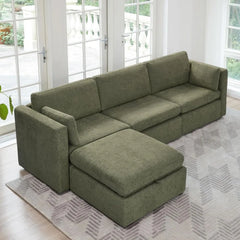 Oversized Modular Sectional Fabric Sofa Set, L Shaped Couch Reversible Chaise Modular Sectional Couch, 4 Seat Modular Sofa