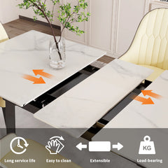 8-10 People Sintered Stone Dining Table 180CM Extendable Christmas Kitchen Dining Tables Metal Frame