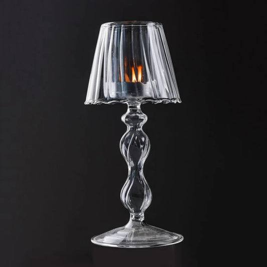 Clear Vintage Glass Candle Holder Romantic Candlelight Table Lamp Shape Candlestick Nordic Wedding Party Desktop Decoration