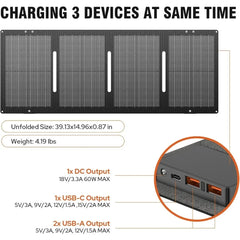 300W Portable Power Station with Foldable 60W Solar Panel, 110V Pure Sine Wave, 280Wh Lithium Battery Pack with DC AC Outlet