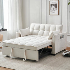 3-in-1 Convertible Sleeper Sofa Bed, Modern Pullout Couch Bed with Pull Out Bed, Adjustable Backrest, Futon Sofa for Living