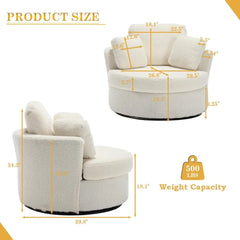 42'' W Living Room Chair, 360 Degree Oversized Swivel Accent Chairs, Modern Upholstered Arm Chairs, Comfy Round Swivel Chair