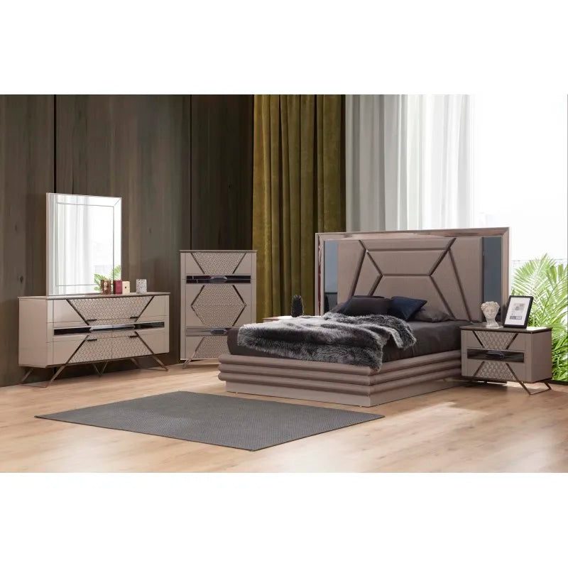 Wendy Queen 5-6 PC Tufted Upholstery Bedroom Set made with Wood in Gray