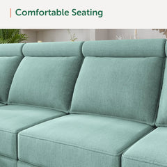 Convertible Sectional Sleeper Sofa with Storage Seats Modern Modular Sofa Sectional Couch with The Ottomans, Aqua Blue