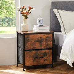 JHK Nightstand For Bedroom With 2 Fabric Drawers Bedside Sofa Table With Storage Closet Chest Clothes Display Cabinet Furniture