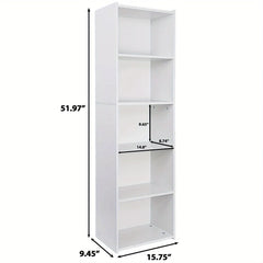 5-Tier Reversible White Open Shelf Bookcase Bookcase Bookshelf Storage Home