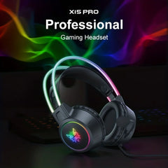 ONIKUMA Professional Gaming Headset with RGB Dynamic Lighting Wired Over-Ear Headset with Noise Canceling Microphone for PC