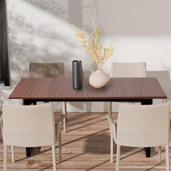 Wood Dining Table for 6 people, 70.86 Inch Modern Rectangular table with Metal Legs, Long Wooden Dinner Table