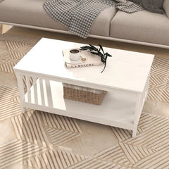 Farmhouse Coffee Table,   Living Room Table with Shelf, 39.9L*22W*18.1H