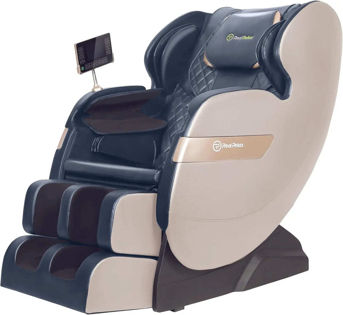 Dual Core S Track Full Body Zero Gravity Massage Chair Recliner with App Control, Blue and Khaki