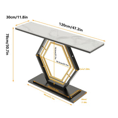 Metal Console Table, Couch Table, Sintered Stone Table Top, Narrow Hallway Tables for Entryway, Front Hall, Hallway, Living Room