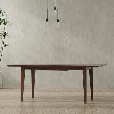 Extendable Dining Table, Solid Wood Walnut Veneer in Walnut, 76 Inches, with Butterfly Leaf for 4 To 8 People，Dining Tables