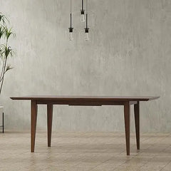 Extendable Dining Table, Solid Wood Walnut Veneer in Walnut, 76 Inches, with Butterfly Leaf for 4 To 8 People，Dining Tables