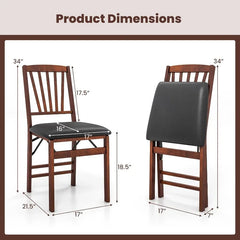 Folding Dining Chairs, Foldable Chairs with PVC Padded Seat & High Backrest, Wooden Side Chairs,   Dining Chairs