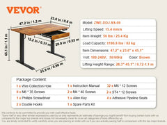 VEVOR Electric Standing Desk Height Adjustable Standing Desk W/ Dual Protecting System High Load Capacity Table for Home Office