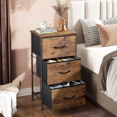 Dresser with 3 Drawers Fabric Nightstand Organizer Storage Dresser for Bedroom Hallway Entryway Closets Sturdy Steel Frame