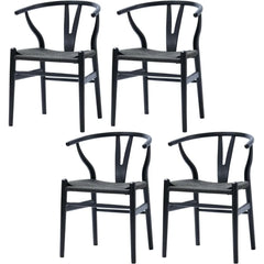 Dining Chair Set of 4, Weave Modern Solid Wood Mid-Century Y Shaped Backrest Dining Chair