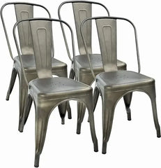 Metal Dining Chairs Set Of 4 Indoor Patio Chairs Kitchen Metal Chairs 18 Inch Seat Height Restaurant Chair