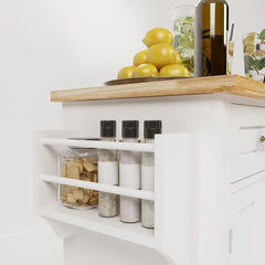 Kitchen Cabinets Rolling Kitchen Island Cart with Storage, Wooden Handcart with Spice and Towel Rack Kitchen Furniture