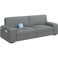 Modern Sofa Couch Corduroy Fabric Sofa with USB Charging Ports & Side Storage Pockets for Living Room Apartment