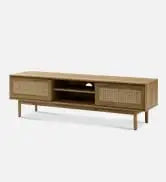 Ensley Coffee Table, Mid Century Modern Table with Storage, Farmhouse Wood Coffee Table for Living Room Fluted (Walnut)