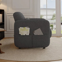 Accent Chair, Oversized Sherpa Lamb Fabric Armchair Big Comfy Upholstered Armed Chair Single Sofa Chair with Waist Pillow