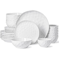 Plates and Bowls Sets, 24 Piece Dinnerware Sets, Porcelain Dinner Set with Plates, Dishes, Bowls, Modern Dish Set for 6