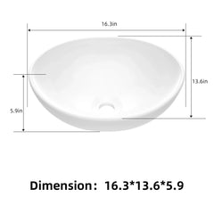 Oval Bathroom Sink, Bathroom Vessel Sink, White Vessel Sink, Bowl Sink Countertop Modern Egg Shape 40 * 33 * 14.5cm