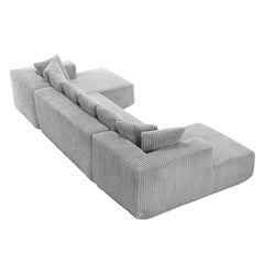 131'' Modular Sectional Couch,U-shaped sofa,Chaise Lounge, Striped fabric,Upholstered 4 Seater Couch,Free Combination Sofa