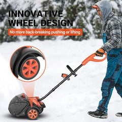 15.8” Cordless Snow Shovel, Brushless Battery Snow Blower, Battery Powered Snow Thrower with Wheels and LE