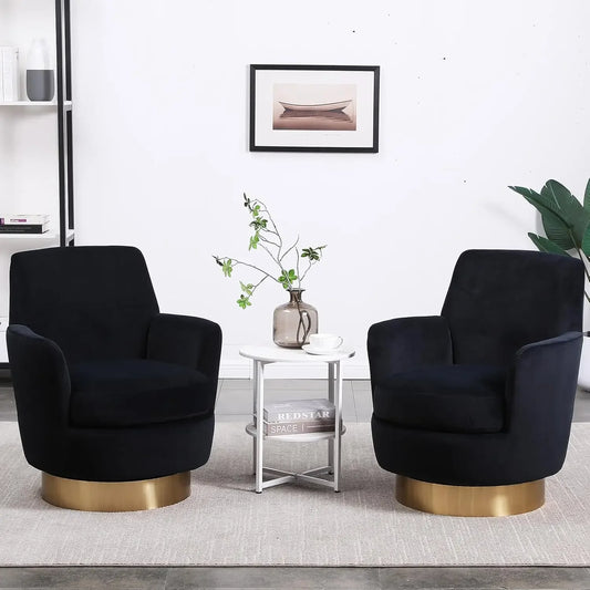 Bucket Chair, Swivel Bucket Chair Set of 2, Modern Velvet Upholstered Round Swivel Armchair,360 Degree Single Sofa Chair