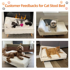 L Shape Dog Sofa Bed Cat Cushion Chaise Stool Soft Warm Nesting Couch with Rubber Wooden Legs