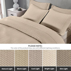 Lightweight Bedspread Ultrasonic  Pattern Light Coverlet for All Season Comforter Bedding Decor - 3 Piece Bed Cover Sets