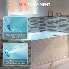 60 Inch Concave Acrylic Rectangular Whirlpool Heated Massage Bathtub, White, with Right Drainage Outlet