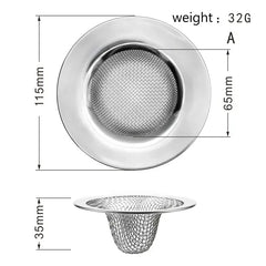 1PCS Kitchen Sink Filter Stainless Steel Mesh Sink Strainer Filter Bathroom Sink Strainer Drain Hole Filter Trap Waste Screen