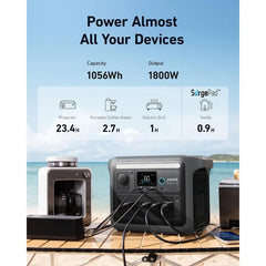 Anker SOLIX C1000 Portable Power Station with 200W Solar Panel, 1800W Solar Generator, 1056wh LFP (LiFePO4) Battery