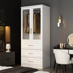 Armoire Wardrobe Closet Collection with Drawers & Hanging Rods, Closet Organizer, Armoire Wardrobes,Bedroom Funiture