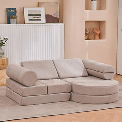 Kids Couch 14PCS Luxury, Floor Furniture for Adults, Playhouse Play Set for Toddlers Babies, Foam Modular Sectional Sofa (Taupe,