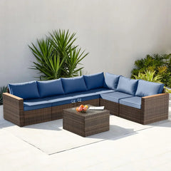 Exclusive Quick Install Patio Furniture Set w/Ottoman,Durable Wicker Outdoor Couch Patio Sectional Sofa Conversation Sets