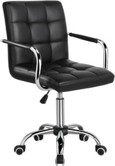 Desk Chairs with Wheels/Armrests Modern PU Leather Office Chair Midback Adjustable Home Computer Executive Chair 360 Swivel